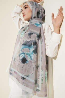 Pazarium - Çiçekli Şerit Geçiş Detaylı Şal Taş