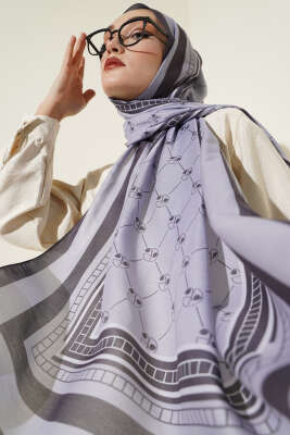 Pazarium - Pacman Desen Soft Şal Kayrak Grisi