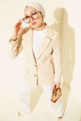 Pazarium - Basic Cepli Ceket Bej