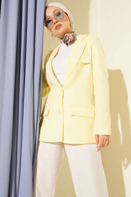 Pazarium - Basic Cepli Ceket Sarı