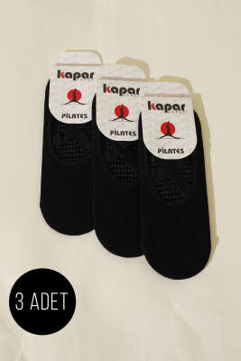 Pazarium - Bayan 3'lü Pilates Çorap Siyah