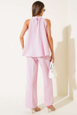 Kolsuz Bel Bağcıklı İkili Takım Pembe - Thumbnail