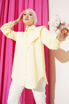 Pazarium - V Detaylı Gömlek Sarı