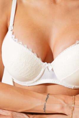 Lotus Destekli Jakar Sütyen Ekru - Thumbnail