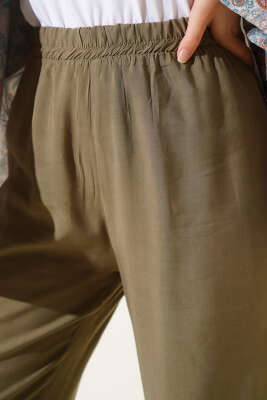 Beli Lastikli Tencel Pantolon Çağla Yeşili - Thumbnail