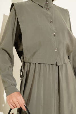 Boleronlu Beli Lastikli Elbise Nefti - Thumbnail