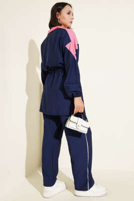 Fermuarlı İp Detaylı İkili Takım Lacivert - Thumbnail