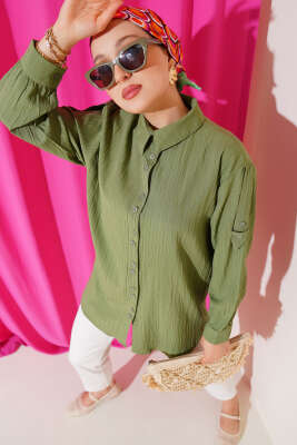 Kol Apoletli Gömlek Yeşil - Thumbnail