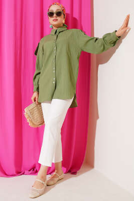 Kol Apoletli Gömlek Yeşil - Thumbnail