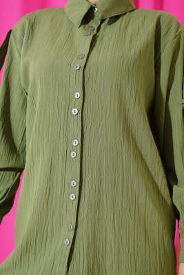 Kol Apoletli Gömlek Yeşil - Thumbnail