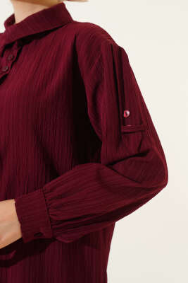 Kol Apoletli Gömlek Bordo - Thumbnail