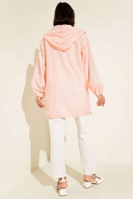 Kapüşonlü Önü Cepli Kap Pembe - Thumbnail