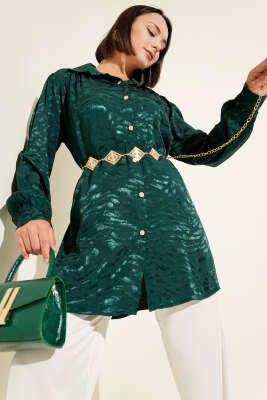 Pazarium - Jakar Desenli Tunik Zümrüt