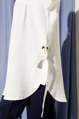 Kuş Gözü Detaylı Tunik Beyaz - Thumbnail