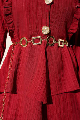 Pazarium - Halka Kare Sembollü Zincir Kemer Gold