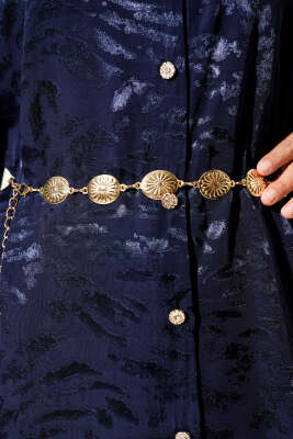 Pazarium - Çiçek Sembollü Zincir Kemer Gold