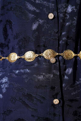 Çiçek Sembollü Zincir Kemer Gold - Thumbnail