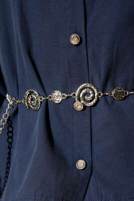 Salyangoz Sembollü Zincir Kemer Gümüş - Thumbnail