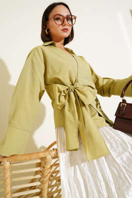 Pazarium - Yandan Bağlamalı Bluz Çağla Yeşili