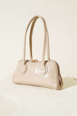 Uzun Kulplu Baget Çanta Bej - Thumbnail