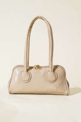 Uzun Kulplu Baget Çanta Bej - Thumbnail