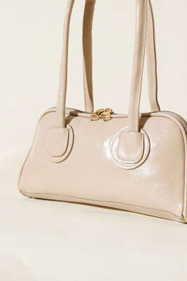 Uzun Kulplu Baget Çanta Bej - Thumbnail