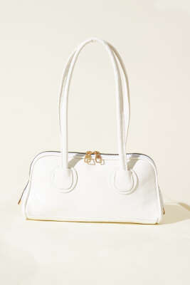 Uzun Kulplu Baget Çanta Beyaz - Thumbnail