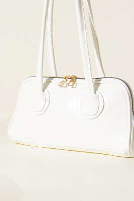 Uzun Kulplu Baget Çanta Beyaz - Thumbnail