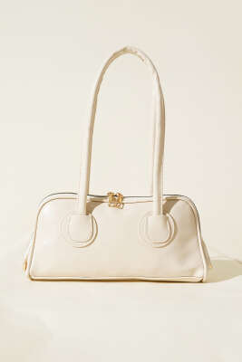 Uzun Kulplu Baget Çanta Krem - Thumbnail