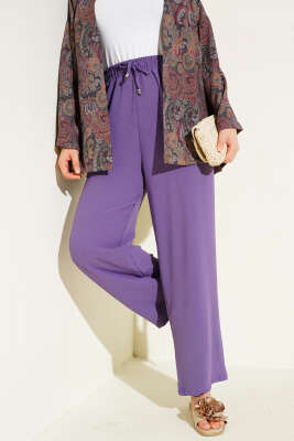 Pazarium - Ayrobin Bol Paça Pantolon Lila