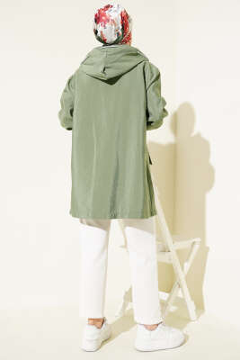 Çift Cepli Gizli Fermuarlı Kap Çağla Yeşili - Thumbnail