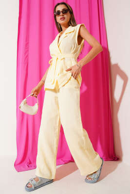 Pazarium - Kruvaze Kuşaklı İkili Takım Sarı