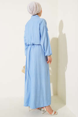 Metal Düğmeli Jile Takım Bebe Mavi - Thumbnail