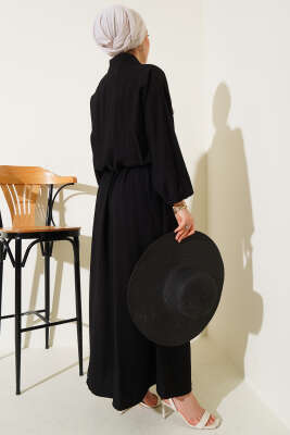 Metal Düğmeli Jile Takım Siyah - Thumbnail