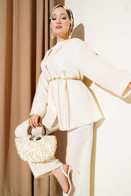 Pazarium - Müslin Düğme Kaplamalı İkili Takım Taş