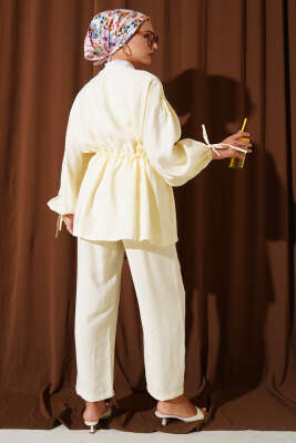 Önü Ve Kolu Bağcıklı İkili Takım Sarı - Thumbnail