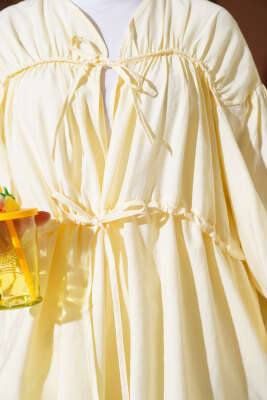 Önü Ve Kolu Bağcıklı İkili Takım Sarı - Thumbnail