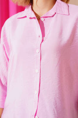 Fakir Kol Basic Gömlek Pembe - Thumbnail