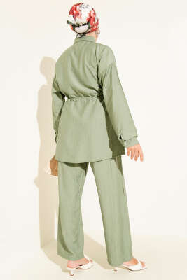 Serpme Taş Detaylı İkili Takım Çağla Yeşili - Thumbnail