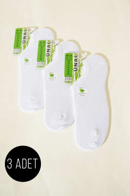 Pazarium - Erkek Bambu 3'lü Sneakers Çorap Beyaz