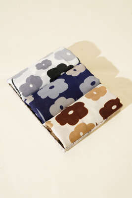 Pazarium - Çiçek Desenli 3'lü Şal Seti Asorti 1