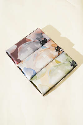 Ebruli Çiçek Desenli 3'lü Eşarp Seti Asorti 1 - Thumbnail