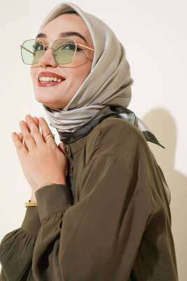 Degrade Twill Eşarp Yeşil - Thumbnail