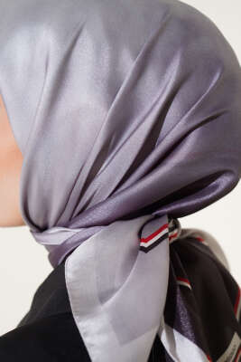 Degrade Twill Eşarp Siyah Gri - Thumbnail