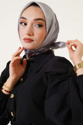 Degrade Twill Eşarp Siyah Gri - Thumbnail