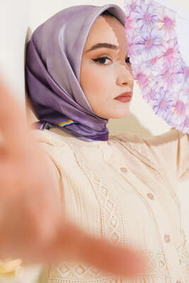 Degrade Twill Eşarp Mor - Thumbnail