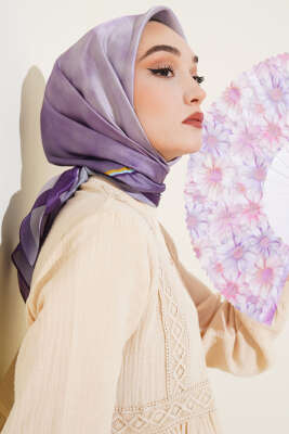 Degrade Twill Eşarp Mor - Thumbnail