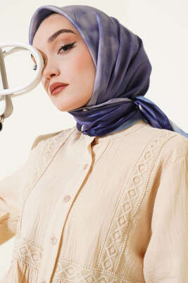 Degrade Twill Eşarp Lacivert - Thumbnail