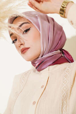 Degrade Twill Eşarp Bordo - Thumbnail