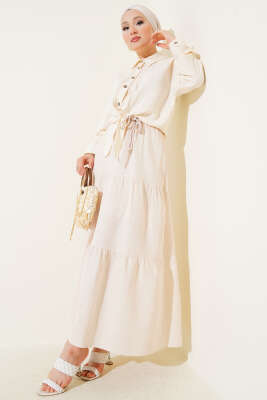 Garnili İp Kuşaklı Etek Taş - Thumbnail